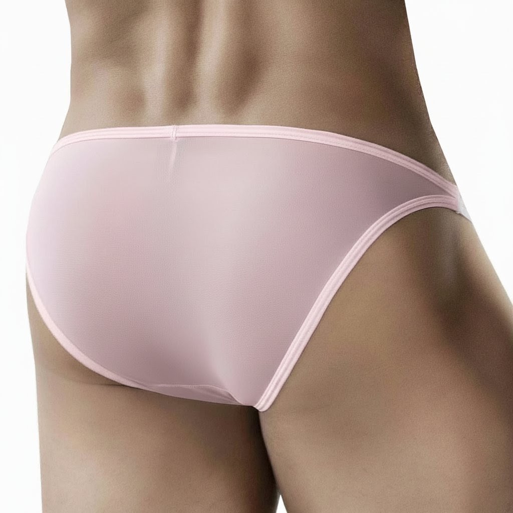 Ultra Thin High Transparency Men’s Low Waist Briefs Tight Fit Bikini Style Underwear Baby Pink
