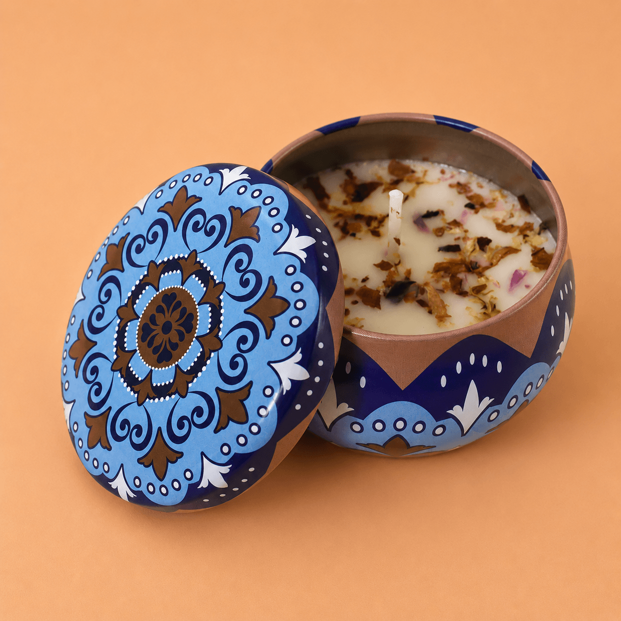 Luxury Coconut Scented Soy Wax Candle in Reusable Decorative Tin