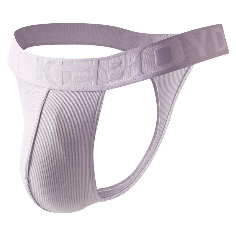 en's Ribbed Solid Color Thong U-convex Breathable Sexy Butt Lifting G-String Underwear